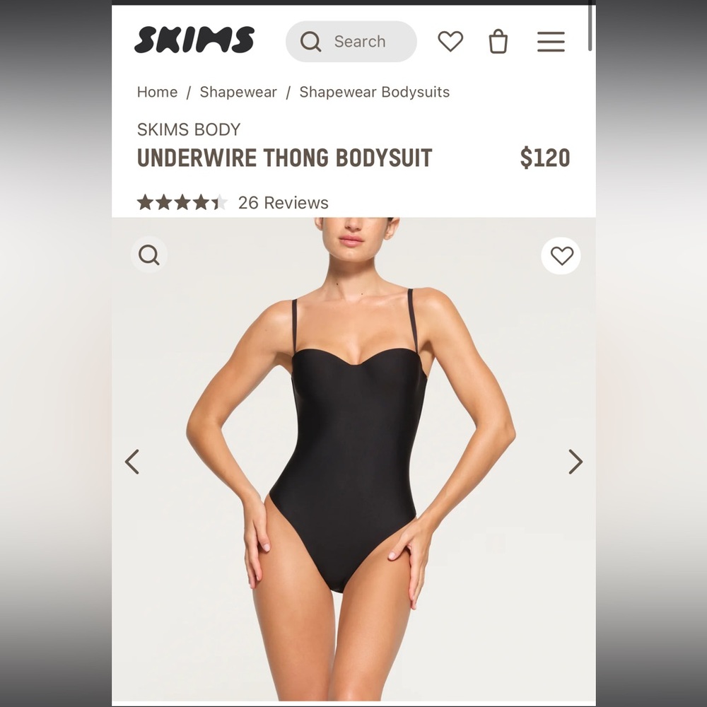 SKIMS NWT Underwire Thong Bodysuit color Onyx $120 retail!
